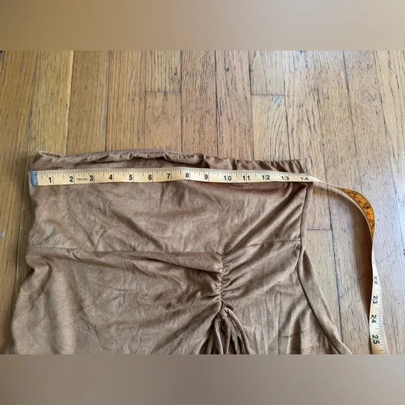 Y2K Vintage Brown Ultra Suede Asymmetrical Top Sz L - Picture 3 of 6